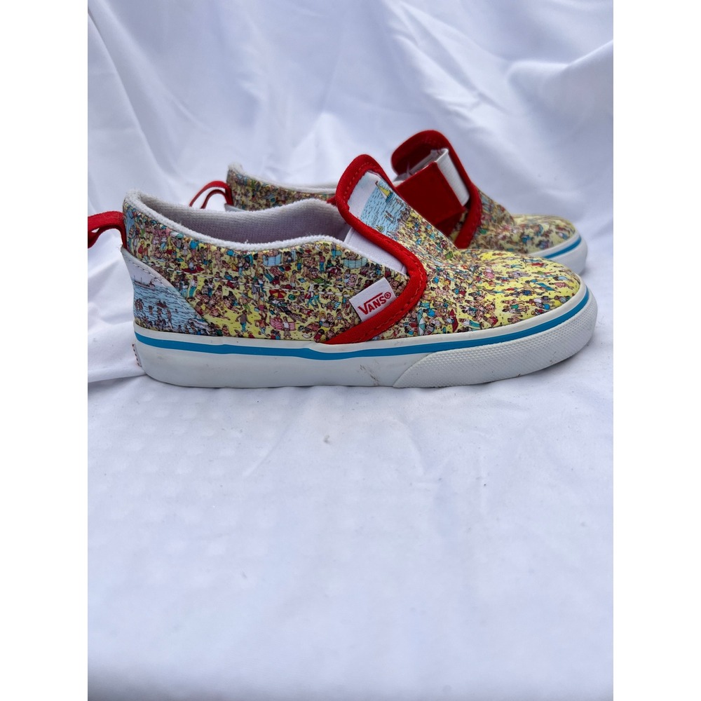 Vans x Where's Waldo Toddler Slip-On V Beach Sneakers Multi Red Size 10.0 - Picture 2 of 7